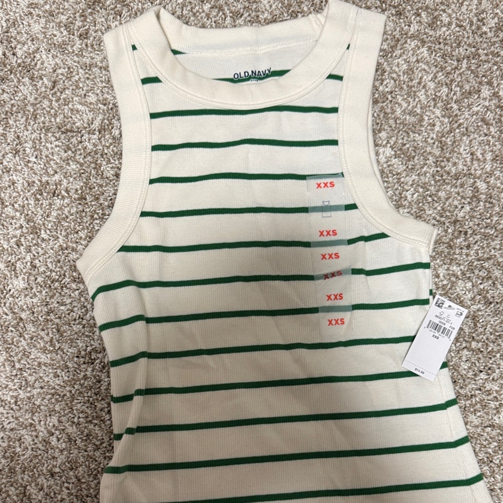 Old Navy Kids Tank Top - Green and Cream Stripes